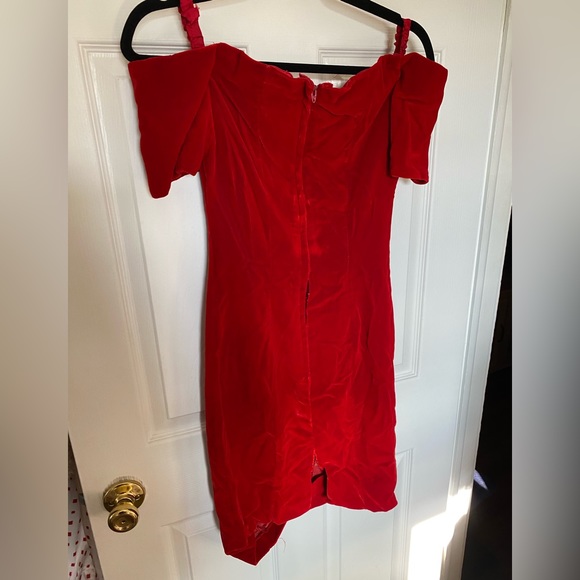 Red Velvet Dress Retro - Picture 5 of 6
